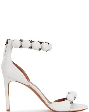 Alaa Bombe 90 Heeled Women's Designer Leather Sandals White UK4 - 4