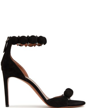 Alaa Bombe 90 Heeled Women's Suede Designer Sandals Black UK6 - 6