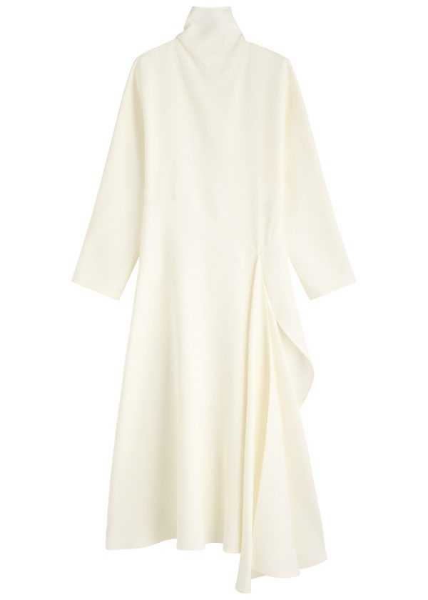 Alaa Draped Asymmetric Silk-blend Midi Dress - White - 36 (UK8 / S)