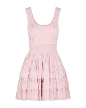 Alaa Fluid Knitted Mini Dress - Light Pink - 38 (UK 10 / S)