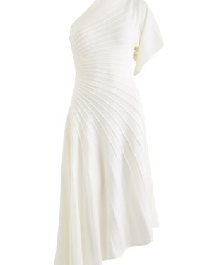 Alaa One-shoulder Asymmetric Wool Midi Dress - White - 34 (UK6 / XS)