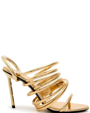 Alaa Strappy 90 Heeled Women's Designer Leather Sandals Gold UK7 / EU40 - 40 (IT40 / UK7)