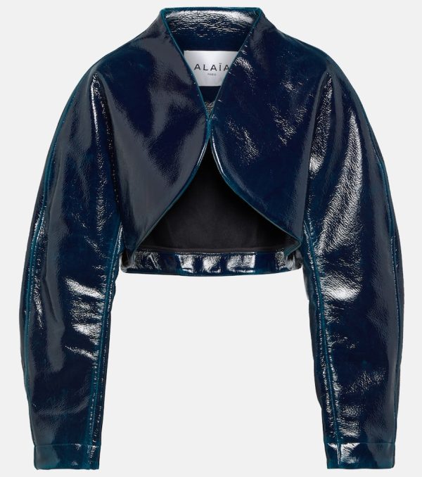 Alaia Coated wool cropped jacket
