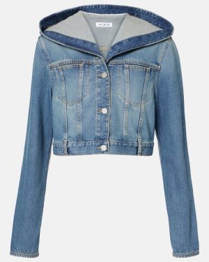Alaia Cropped hooded denim jacket