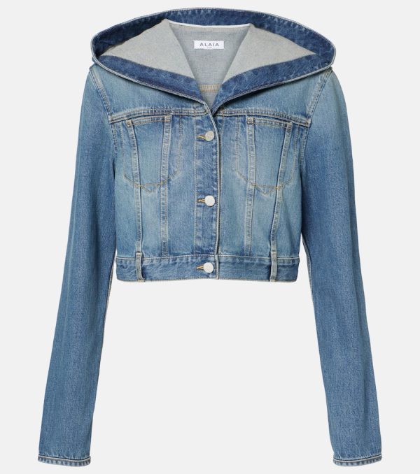 Alaia Cropped hooded denim jacket