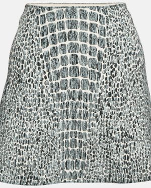 Alaia Grey Croc-Pattern Textured Knit Mini Skirt S
