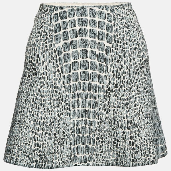 Alaia Grey Croc-Pattern Textured Knit Mini Skirt S