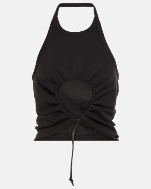 Alaia Halter neck ruched cotton top