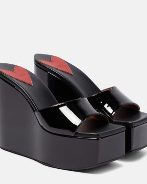 Alaia Patent leather platform wedge mules