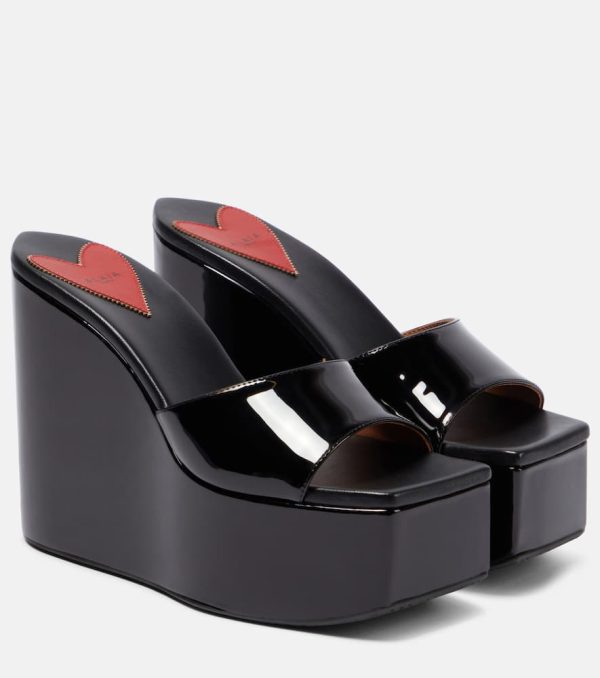 Alaia Patent leather platform wedge mules