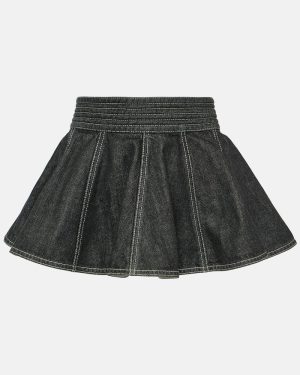 Alaia Peplum denim skirt belt