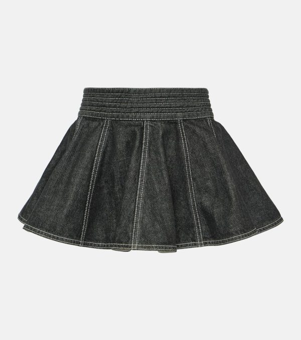 Alaia Peplum denim skirt belt