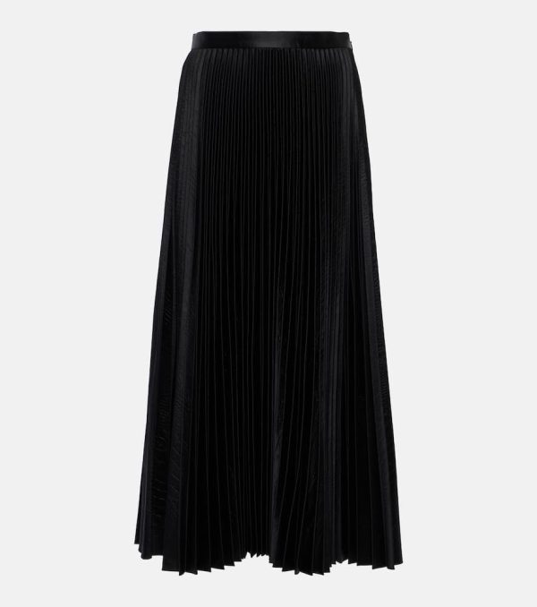 Alaia Pleated croc-effect satin midi skirt
