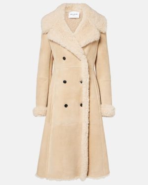 Alaia Shearling-trimmed suede coat