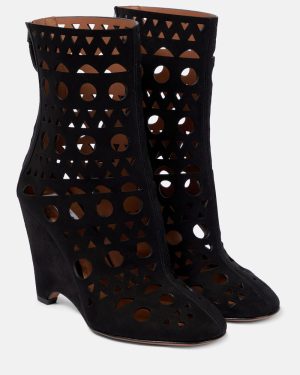 Alaia Vienne suede wedge ankle boots