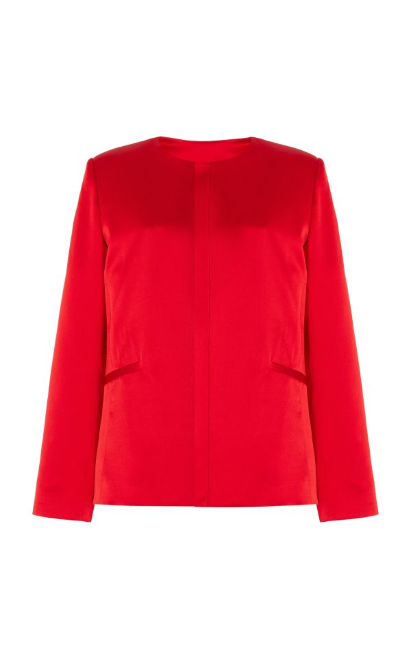 Alejandra Alonso Rojas - Satin Shacket - Red - US 6 - Moda Operandi