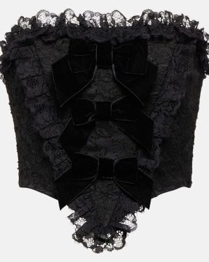Alessandra Rich Bow-detail lace corset top