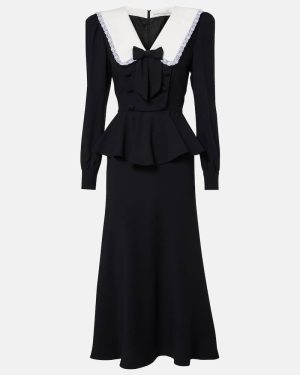 Alessandra Rich Bow-detail peplum satin midi dress