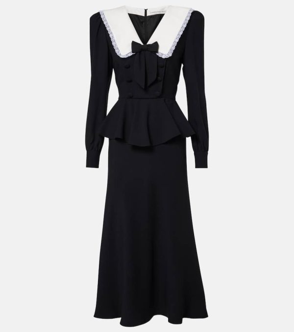 Alessandra Rich Bow-detail peplum satin midi dress
