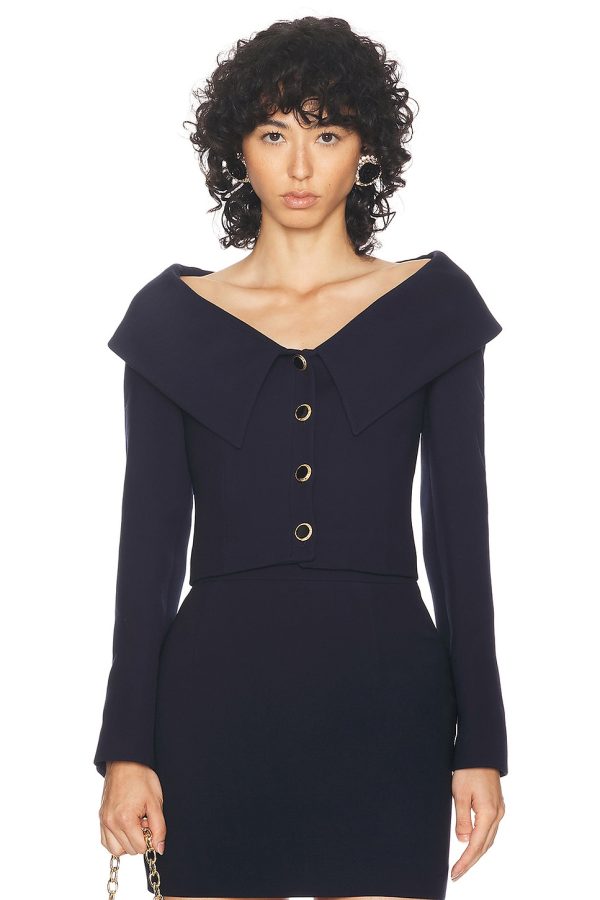Alessandra Rich Cropped Jacket in Navy Blue - Navy. Size 42 (also in ).