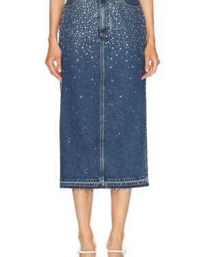 Alessandra Rich Denim Midi Skirt in Blue - Denim-Dark. Size 24 (also in ).