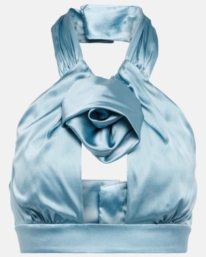 Alessandra Rich Ruched satin crop top