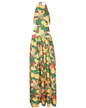 Alessandro Enriquez Lemon Yellow Crepe Dress With Cut-out