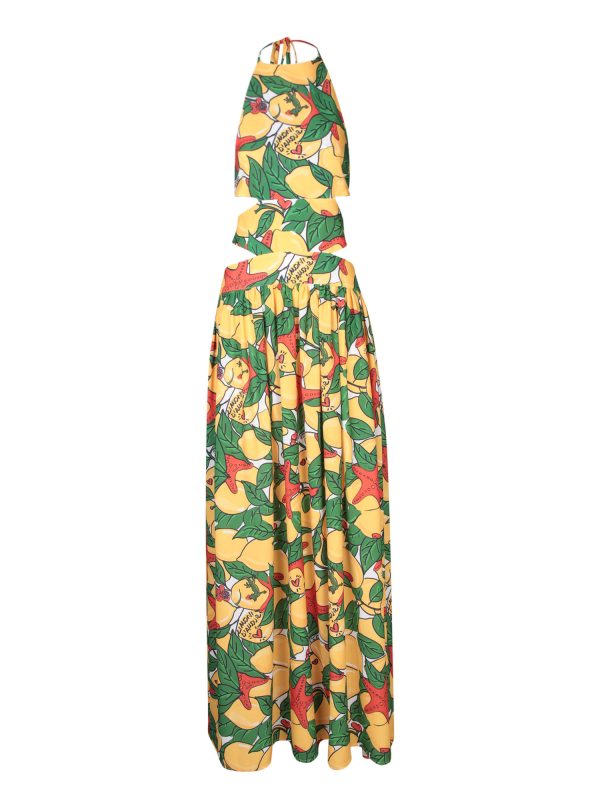 Alessandro Enriquez Lemon Yellow Crepe Dress With Cut-out