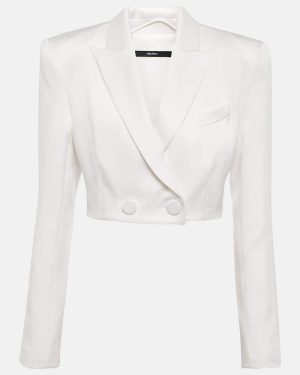 Alex Perry Parker cropped satin crepe blazer