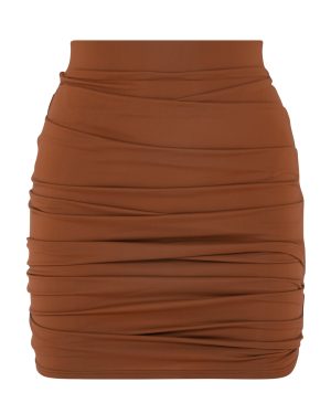 Alex Perry - Patton Ruched Mini Skirt - Brown - AU 8 - Moda Operandi