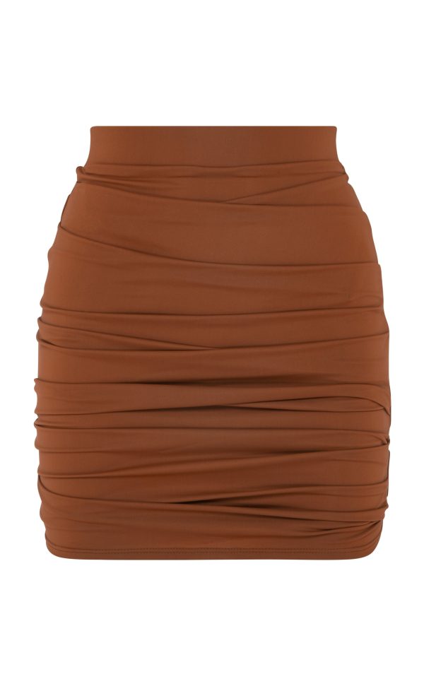 Alex Perry - Patton Ruched Mini Skirt - Brown - AU 8 - Moda Operandi