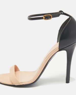 Alexander McQueen Beige/Black Leather Ankle Strap Sandals Size 37