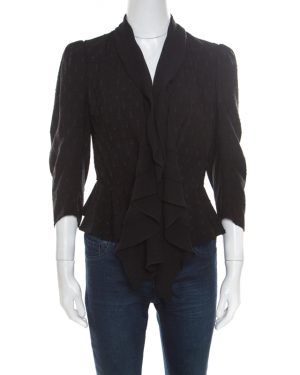 Alexander McQueen Black Faux Layered Drape Detail Cropped Blazer S