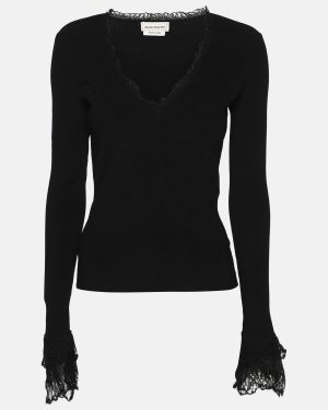 Alexander McQueen Black Rib Knit Top XL