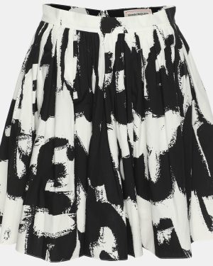 Alexander McQueen Black/White Abstract Print Cotton Pleated Skirt S