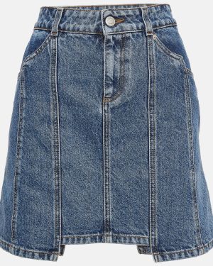 Alexander McQueen Blue Embroidered Denim Mini Skirt S