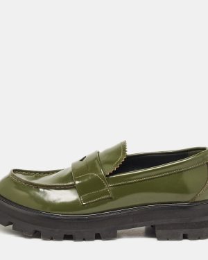Alexander McQueen Green Leather Wander Loafers Size 39.5