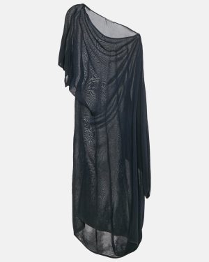 Alexander McQueen Navy Blue Jersey Asymmetric Dress M