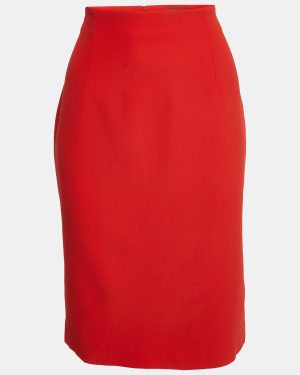 Alexander McQueen Orange Crepe Pencil Skirt L