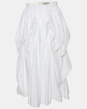Alexander McQueen White Cotton Midi Skirt S