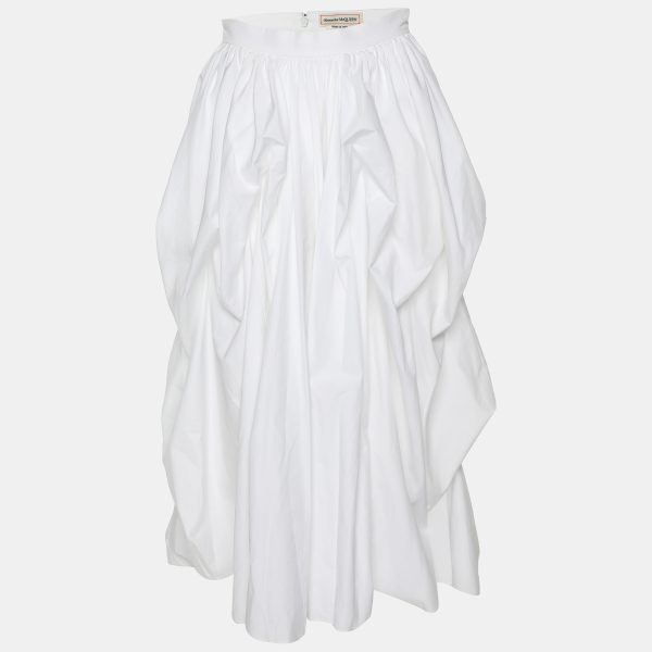 Alexander McQueen White Cotton Midi Skirt S