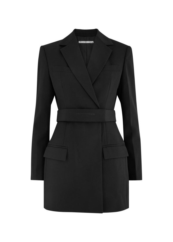 Alexander Wang Belted Wool Mini Blazer Dress - Black - 8 (UK12 / M)