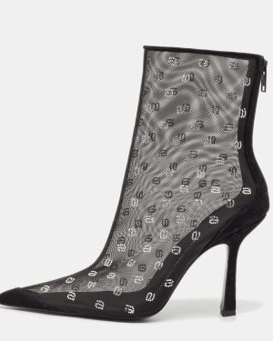 Alexander Wang Black Mesh and Suede Delphine Ankle Boots Size 41