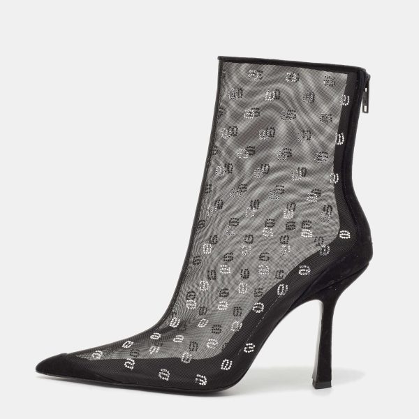 Alexander Wang Black Mesh and Suede Delphine Ankle Boots Size 41