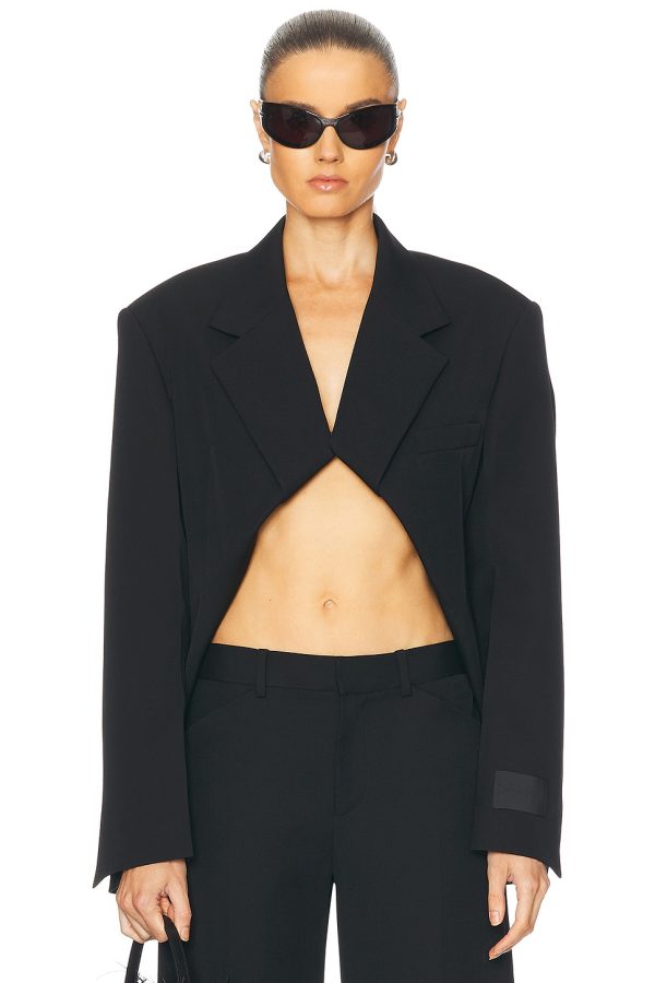 Alexander Wang Cropped Blazer in Black - Black. Size 8 (also in ).