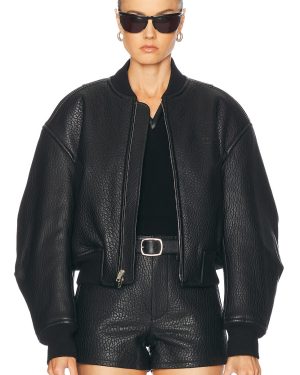 Alexander Wang Cropped Bomber Jacket in Black - Black. Size L (also in ).