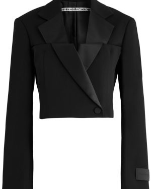 Alexander Wang Double-breasted Cropped Wool Blazer - Black - 6 (UK10 / S)