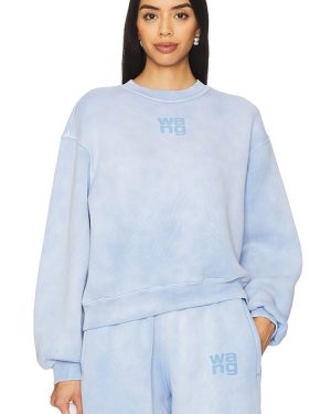 Alexander Wang Essential Crew Sweatshirt With Puff Paint Logo in Baby Blue. Size L, XS.