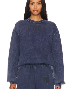 Alexander Wang Essential Terry Crew Sweatshirt W/ Puff Paint Logo in Charcoal. Size XS.