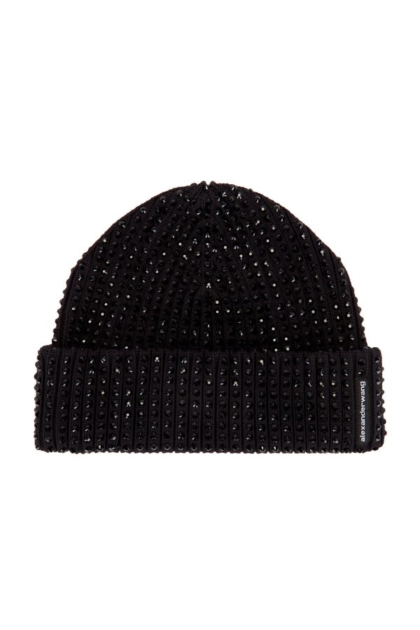 Alexander Wang Hotfix Rib Beanie in Black - Black. Size all.